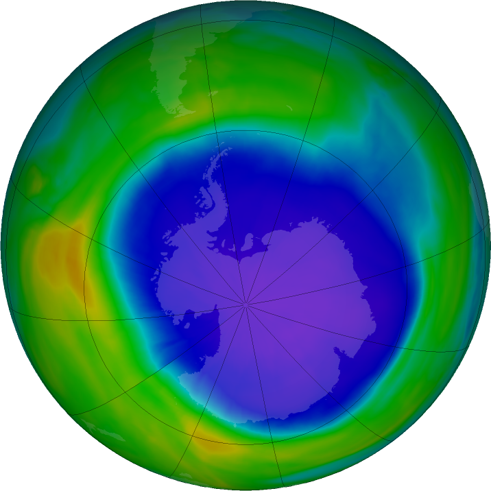 Antarctic ozone map for 26 September 2022